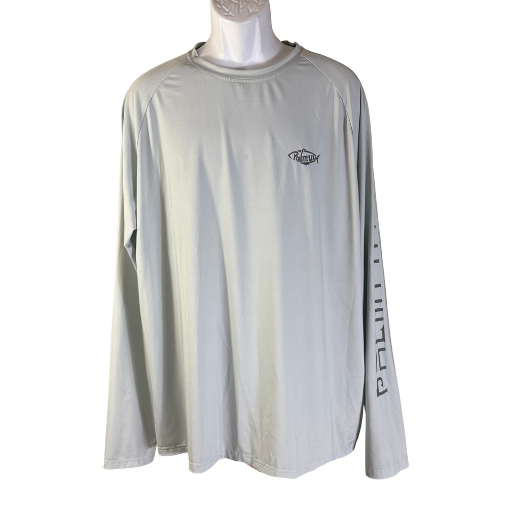 Palmyth Performance Shirt Mens XL Gray Fishing Long‎ Sleeve Fish Graphic